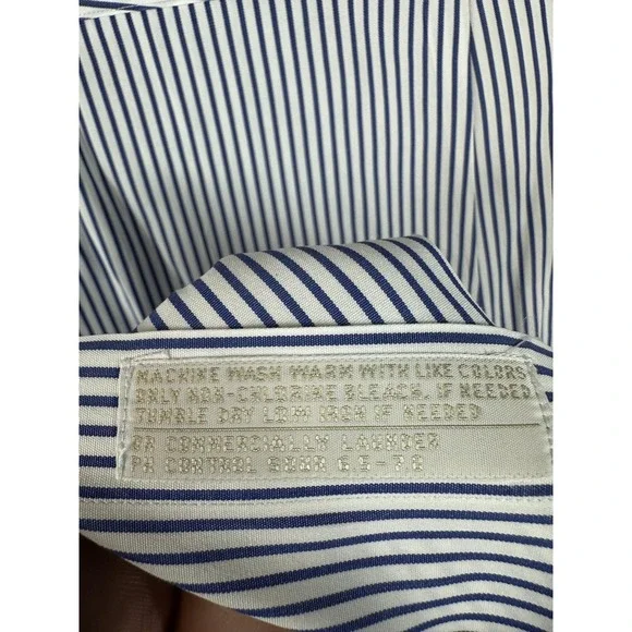 John W Nordstrom Shirt Mens 17.5 35 Stripe Button Down Egyptian Cotton Dress